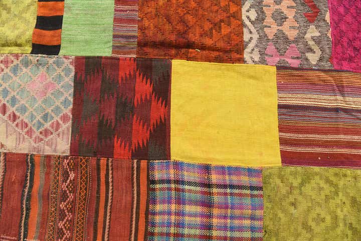 6' 7 x 9' 10 Hand Woven Kilim Patchwork Wool Rug