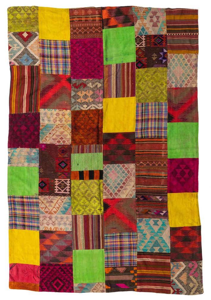 6' 7 x 9' 10 Hand Woven Kilim Patchwork Wool Rug