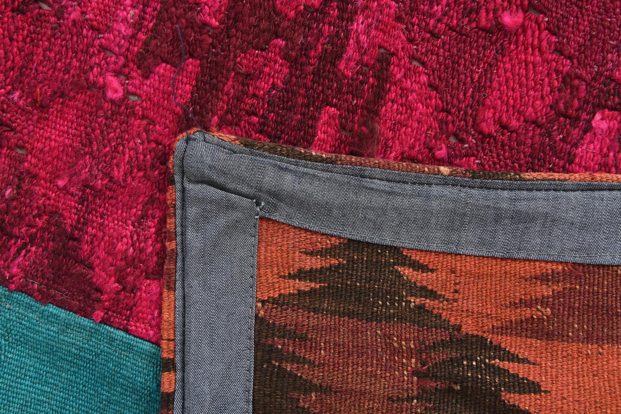 6' 9 x 9' 8 Hand Woven Kilim Patchwork Wool Rug