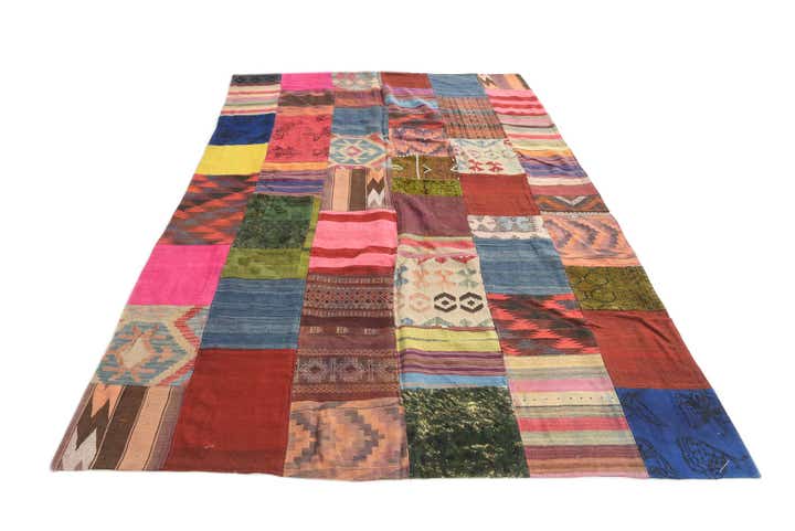 6' 7 x 10' Hand Woven Kilim Patchwork Wool Rug