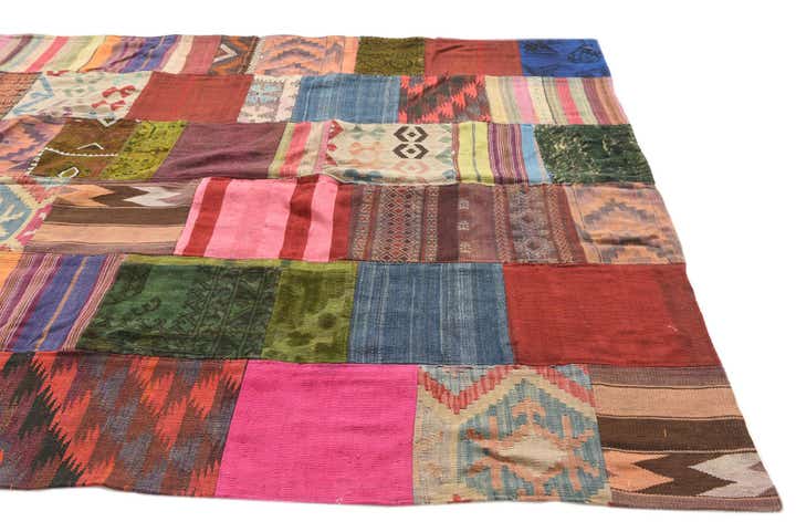 6' 7 x 10' Hand Woven Kilim Patchwork Wool Rug