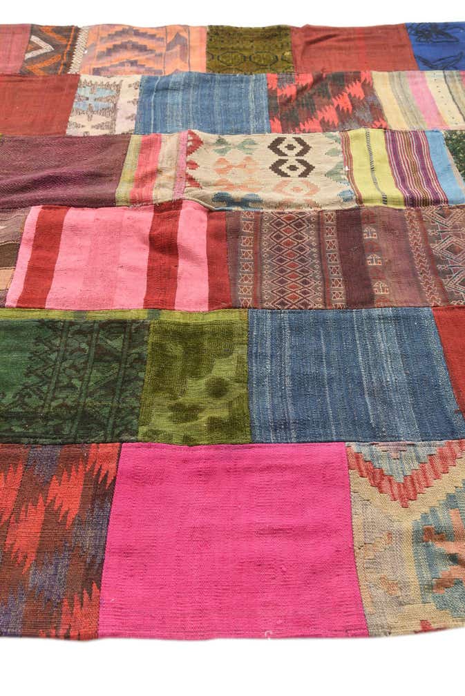 6' 7 x 10' Hand Woven Kilim Patchwork Wool Rug