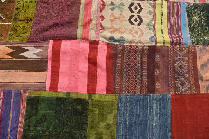 6' 7 x 10' Hand Woven Kilim Patchwork Wool Rug