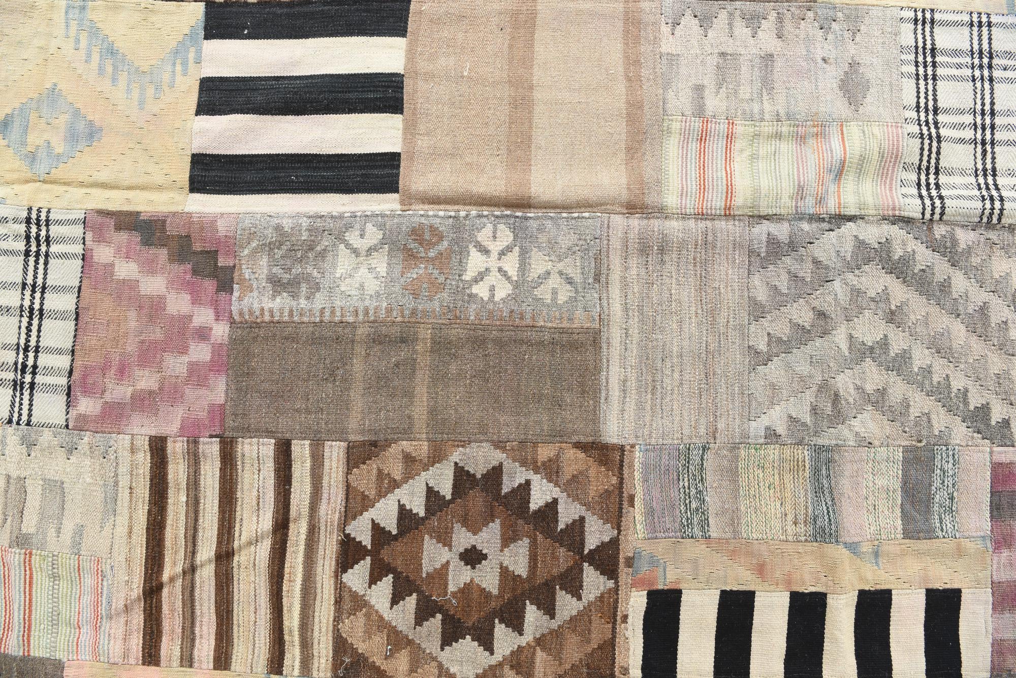 6' 5 x 9' 7 Hand Woven Kilim Patchwork Wool Rug
