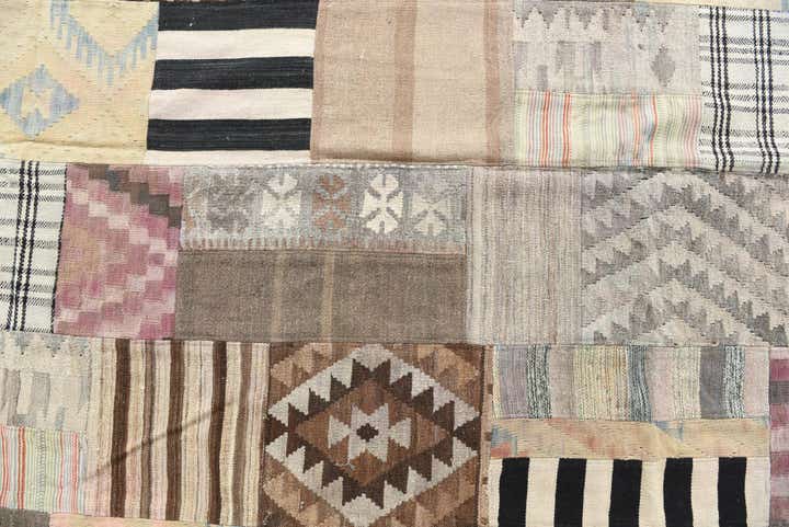 6' 5 x 9' 7 Hand Woven Kilim Patchwork Wool Rug