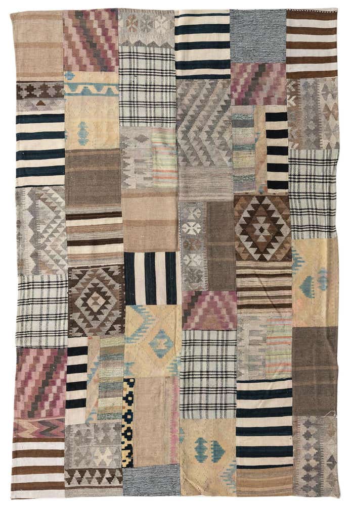 6' 5 x 9' 7 Hand Woven Kilim Patchwork Wool Rug