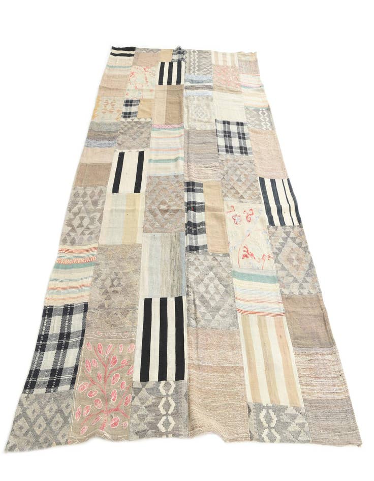 Detail image of 6' 4 x 9' 8  Hand Woven Kilim Patchwork Wool Rug