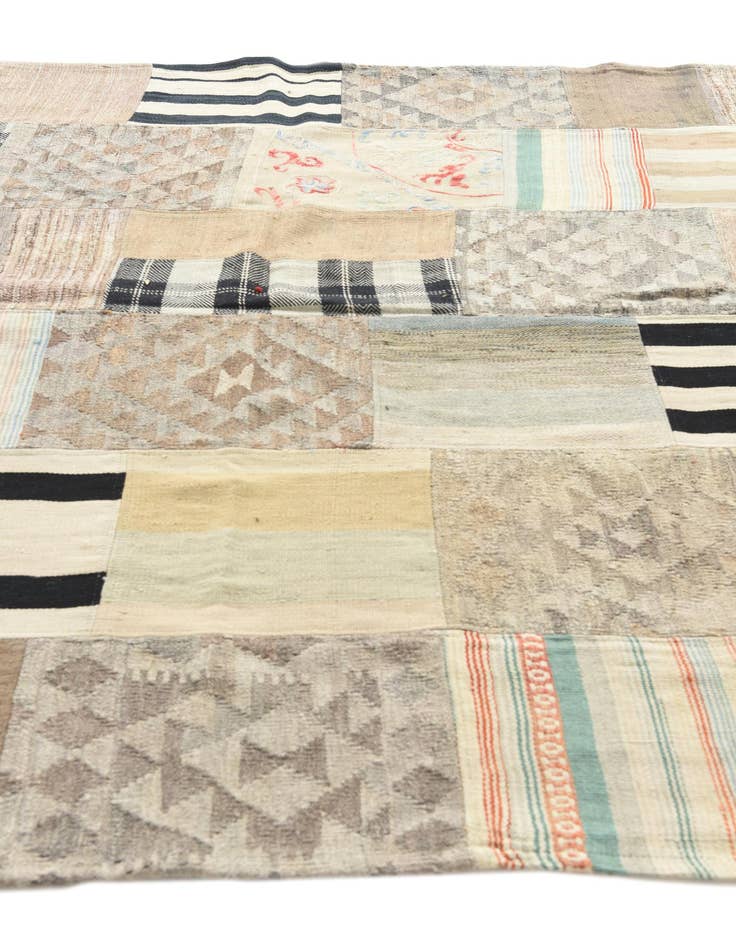 Detail image of 6' 4 x 9' 8  Hand Woven Kilim Patchwork Wool Rug