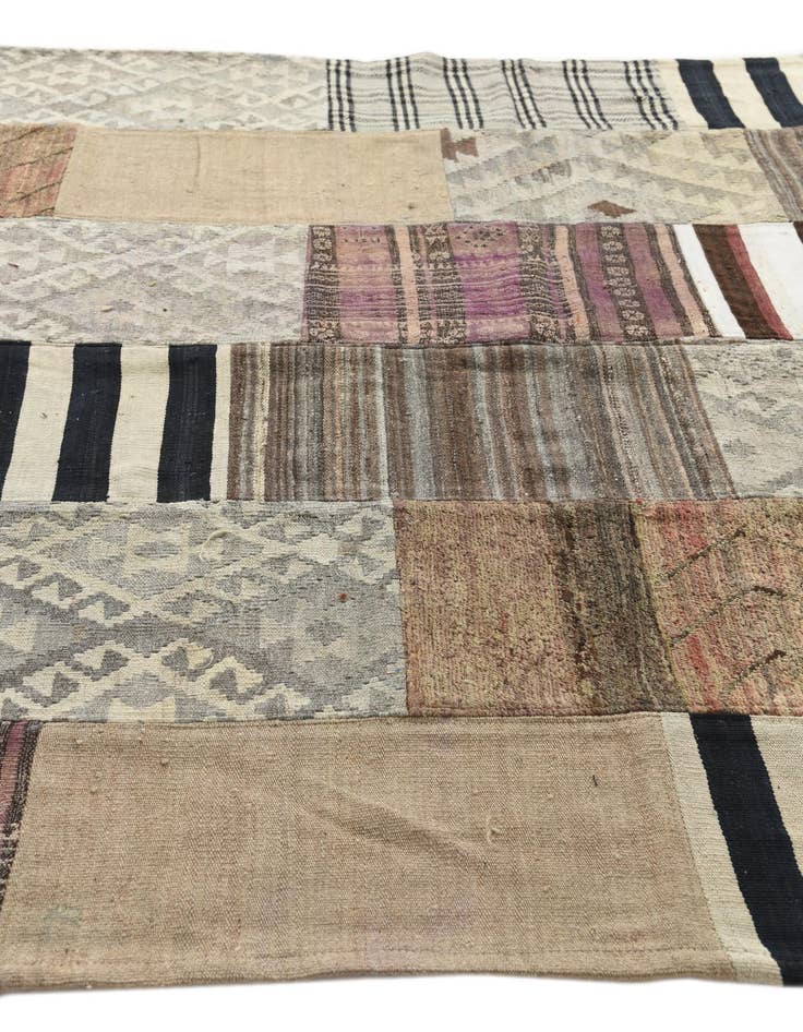 Detail image of 6' 5 x 9' 3  Hand Woven Kilim Patchwork Wool Rug