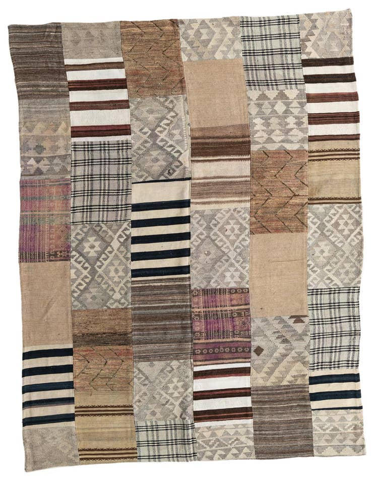 Detail image of 6' 5 x 9' 3 Hand Woven Kilim Patchwork Wool Rug
