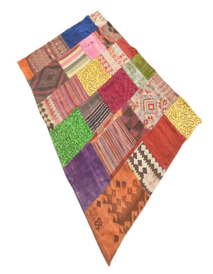 Detail image of 4' 8 x 6' 6  Hand Woven Kilim Patchwork Wool Rug