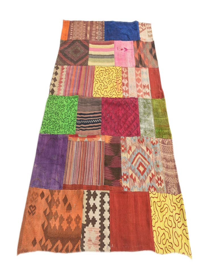 Detail image of 4' 8 x 6' 6  Hand Woven Kilim Patchwork Wool Rug