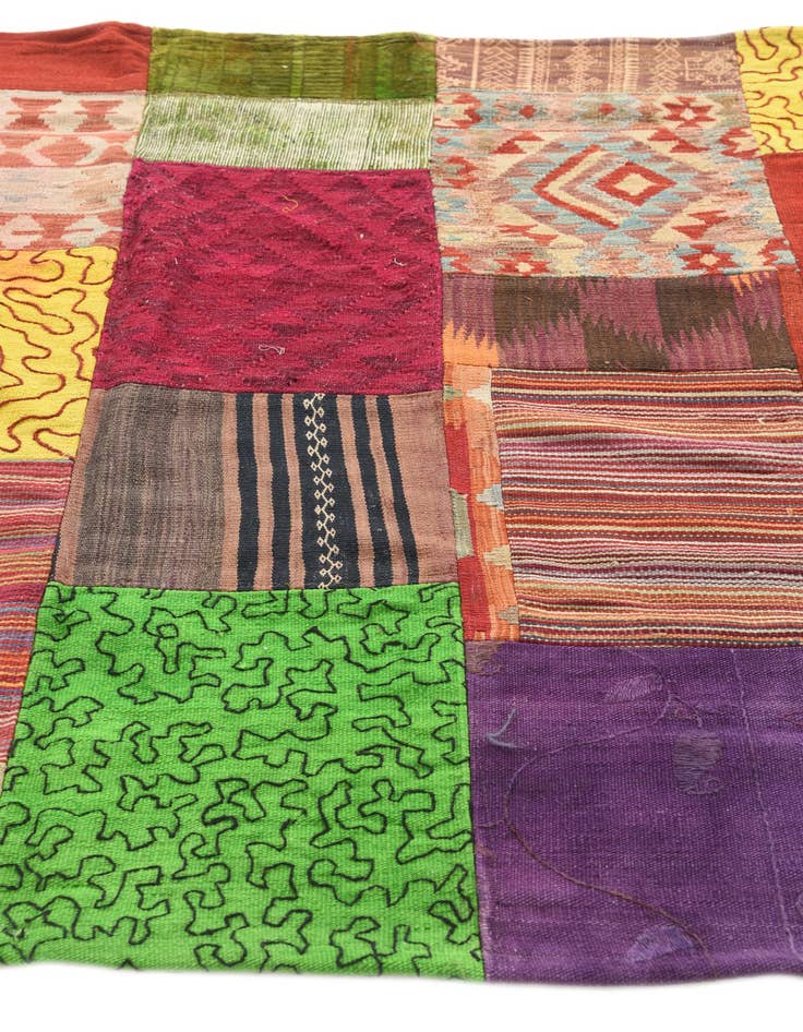 Detail image of 4' 8 x 6' 6  Hand Woven Kilim Patchwork Wool Rug