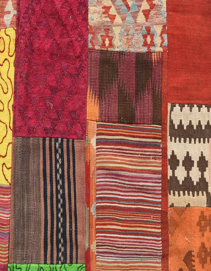Detail image of 4' 8 x 6' 6  Hand Woven Kilim Patchwork Wool Rug