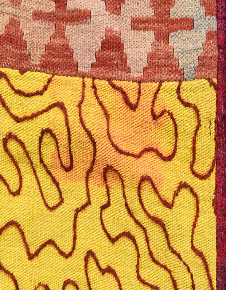 Detail image of 4' 8 x 6' 6  Hand Woven Kilim Patchwork Wool Rug