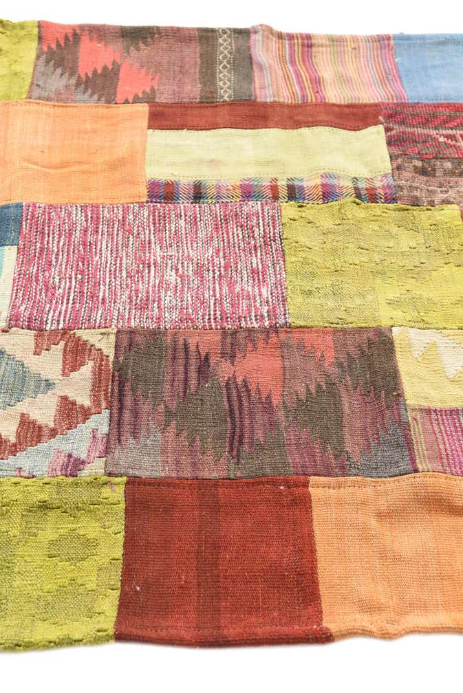 3' 10 x 5' 8 Hand Woven Kilim Patchwork Wool Rug