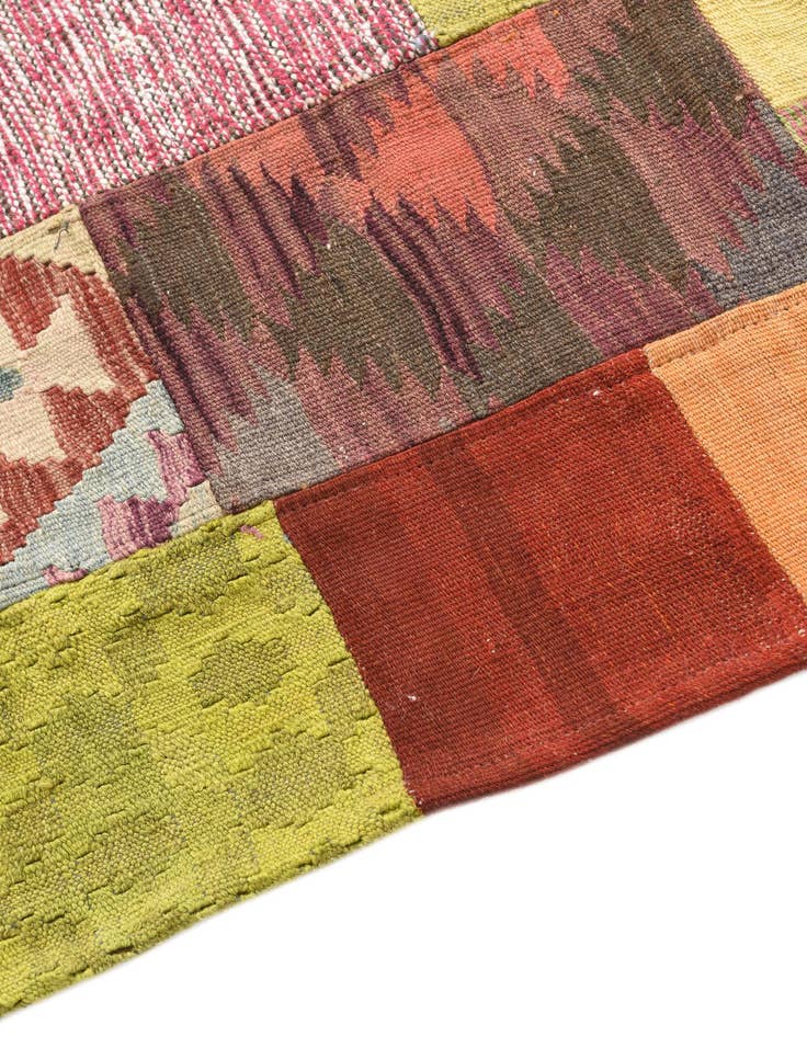 Detail image of 3' 10 x 5' 8  Hand Woven Kilim Patchwork Wool Rug