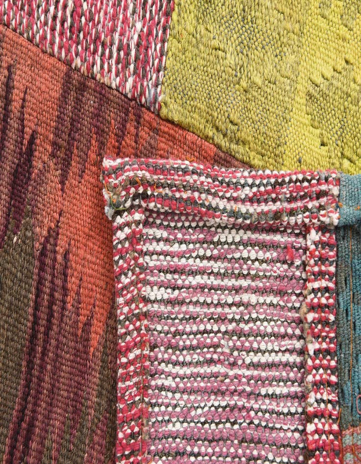 Detail image of 3' 10 x 5' 8  Hand Woven Kilim Patchwork Wool Rug