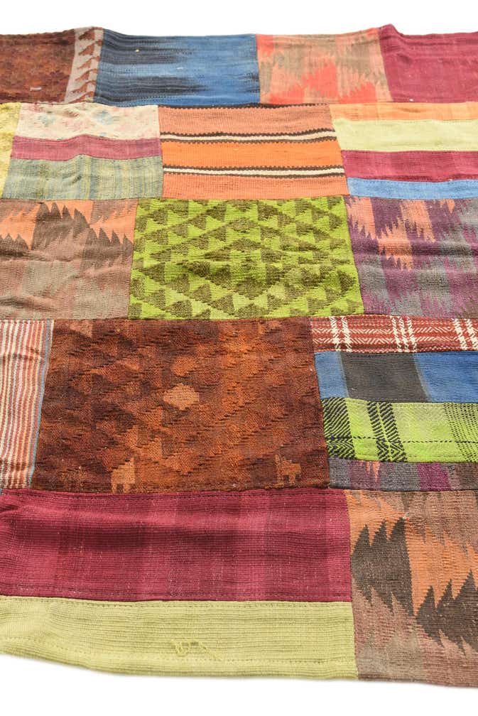 5' 4 x 7' 8 Hand Woven Kilim Patchwork Wool Rug