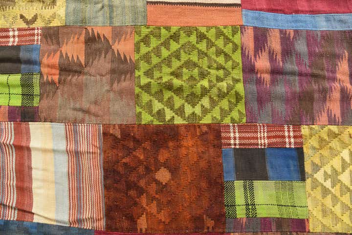 5' 4 x 7' 8 Hand Woven Kilim Patchwork Wool Rug