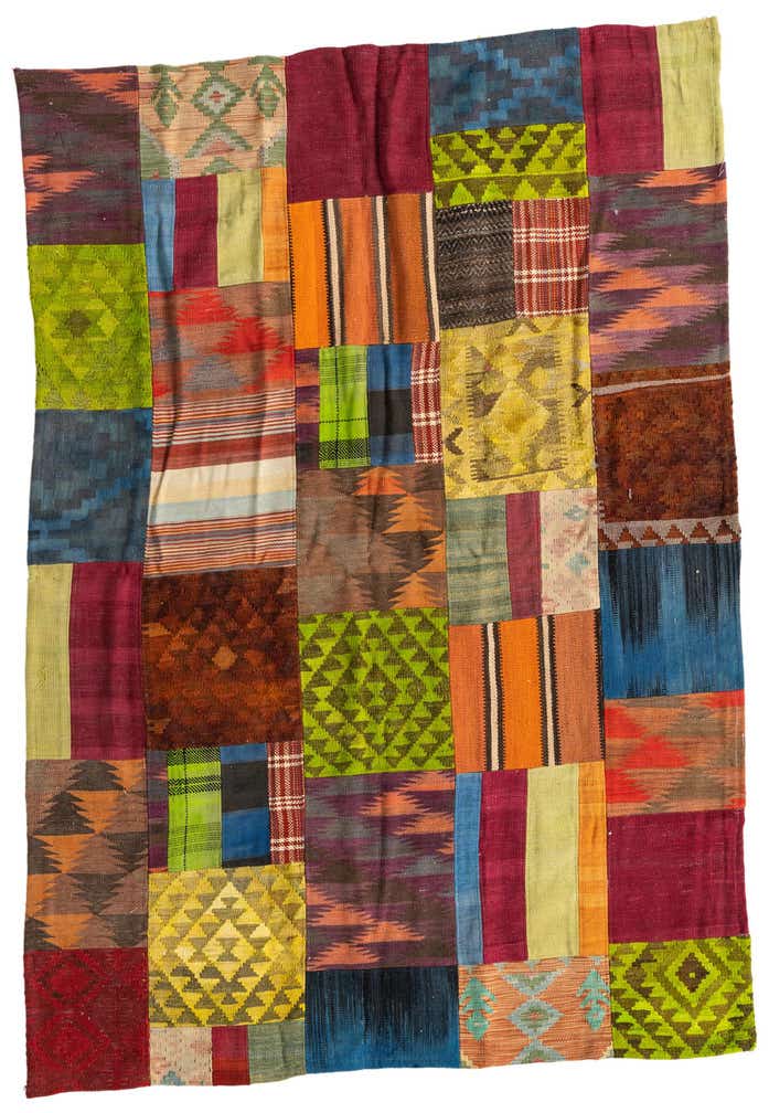 5' 4 x 7' 8 Hand Woven Kilim Patchwork Wool Rug
