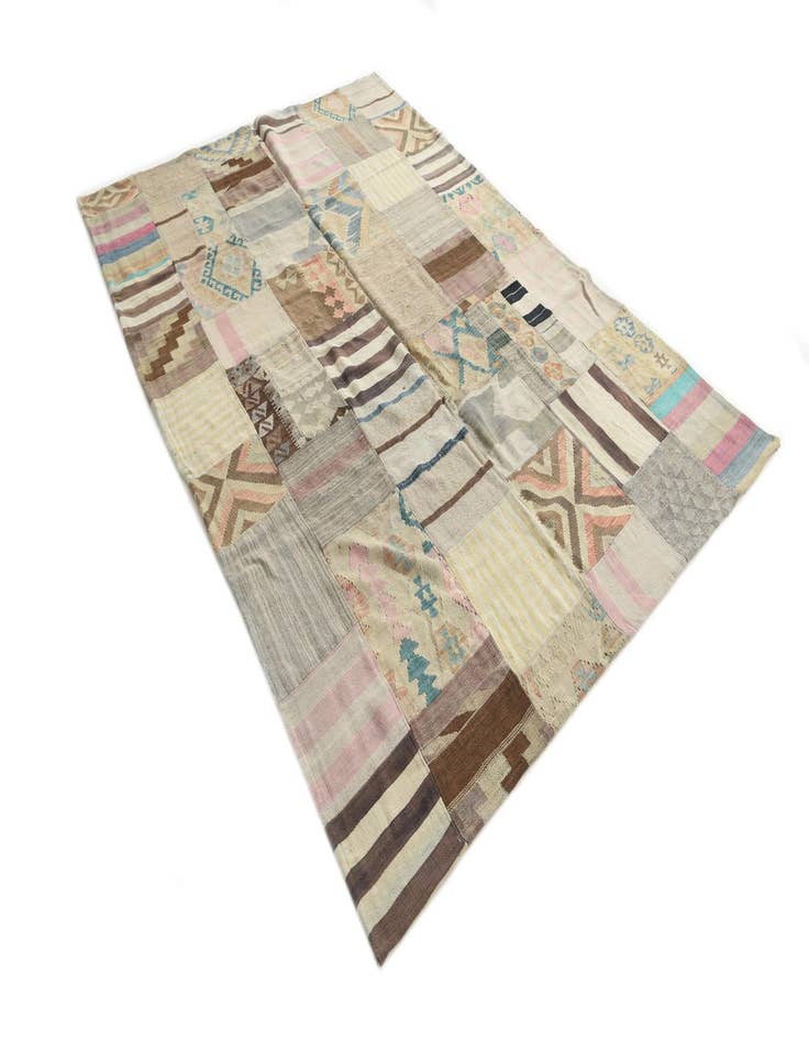 Detail image of 6' 5 x 9' 7  Hand Woven Kilim Patchwork Wool Rug