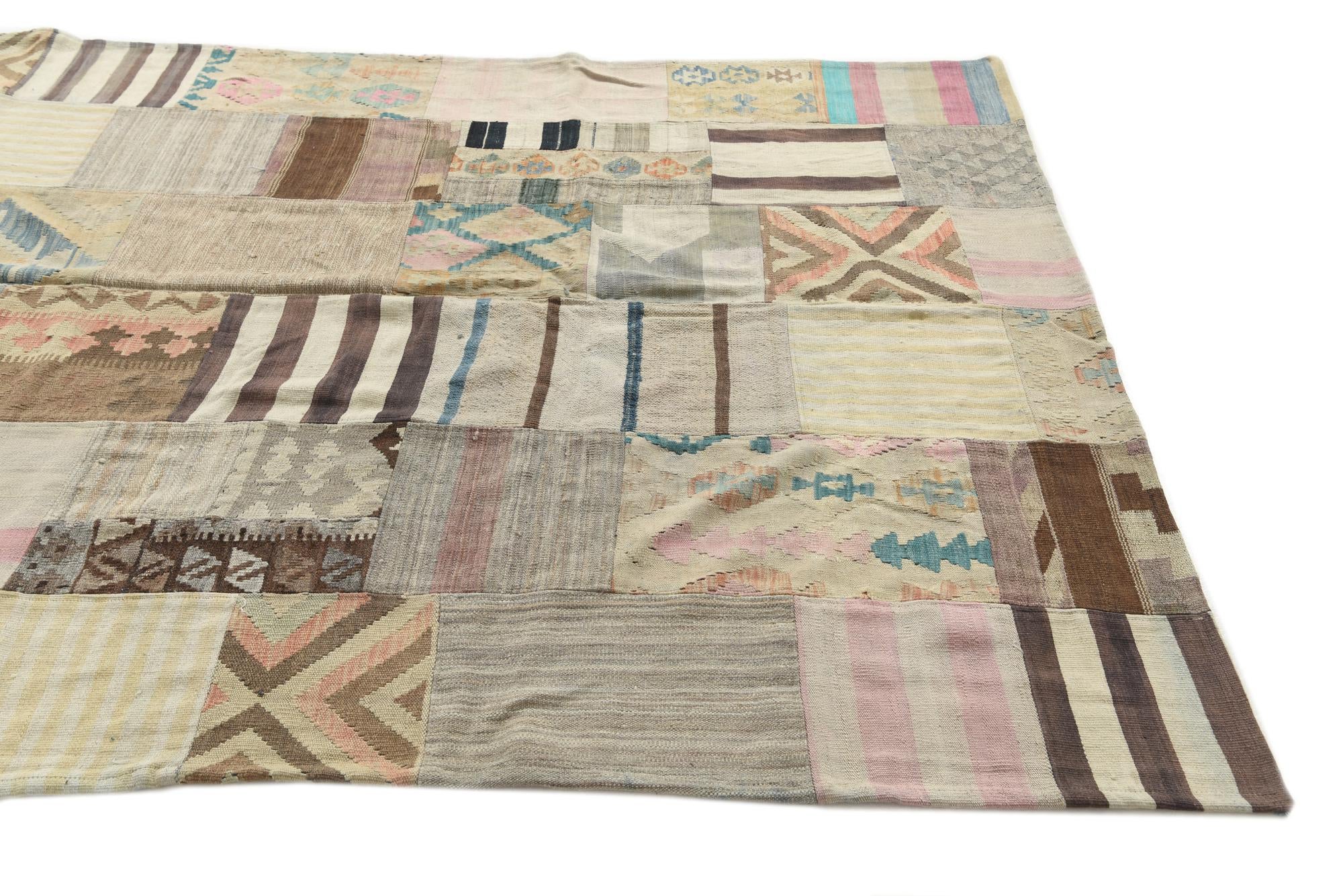 6' 5 x 9' 7 Hand Woven Kilim Patchwork Wool Rug