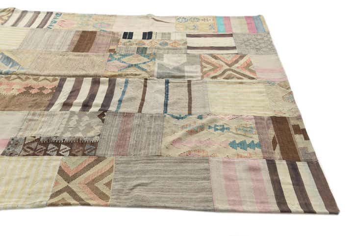 6' 5 x 9' 7 Hand Woven Kilim Patchwork Wool Rug