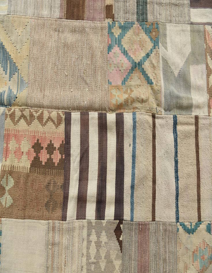 Detail image of 6' 5 x 9' 7  Hand Woven Kilim Patchwork Wool Rug