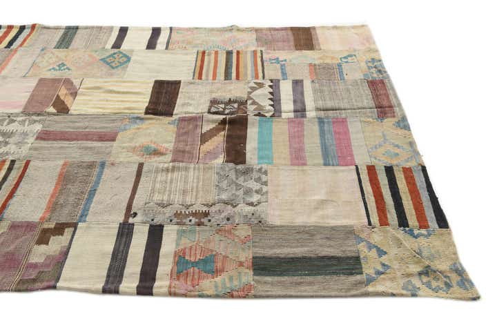 6' 4 x 9' 8 Hand Woven Kilim Patchwork Wool Rug