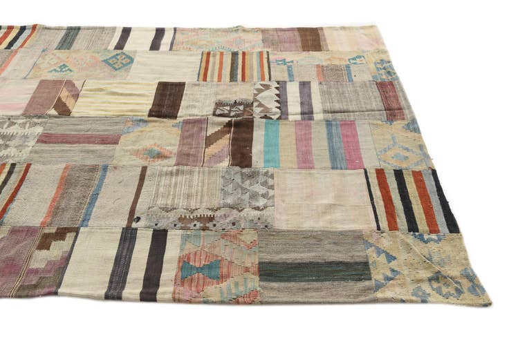 Detail image of 6' 4 x 9' 8 Hand Woven Kilim Patchwork Wool Rug