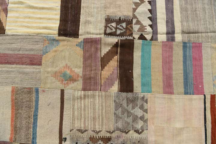6' 4 x 9' 8 Hand Woven Kilim Patchwork Wool Rug
