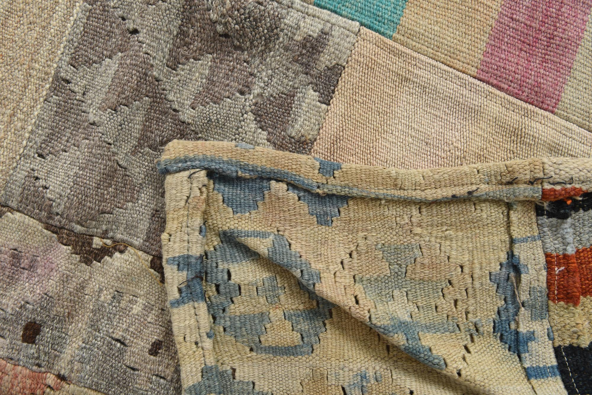 6' 4 x 9' 8 Hand Woven Kilim Patchwork Wool Rug