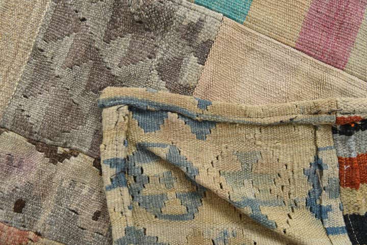 6' 4 x 9' 8 Hand Woven Kilim Patchwork Wool Rug