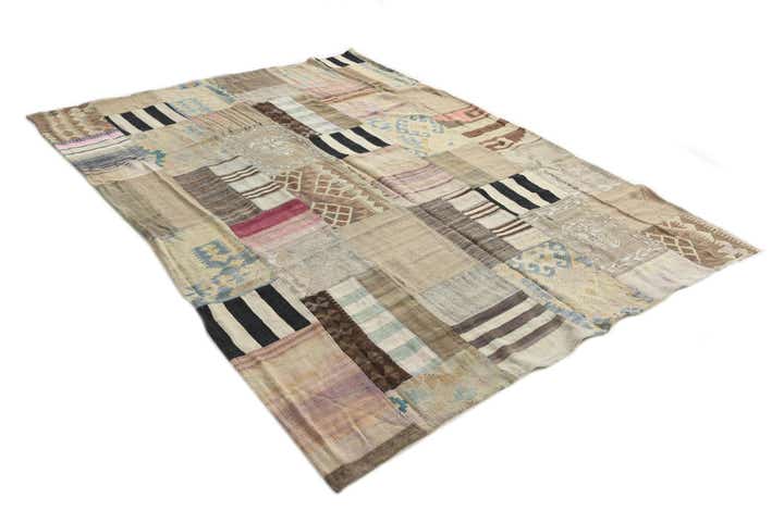 6' 5 x 9' Hand Woven Kilim Patchwork Wool Rug