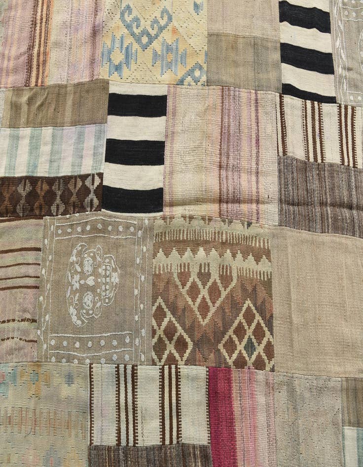 Detail image of 6' 5 x 9'  Hand Woven Kilim Patchwork Wool Rug