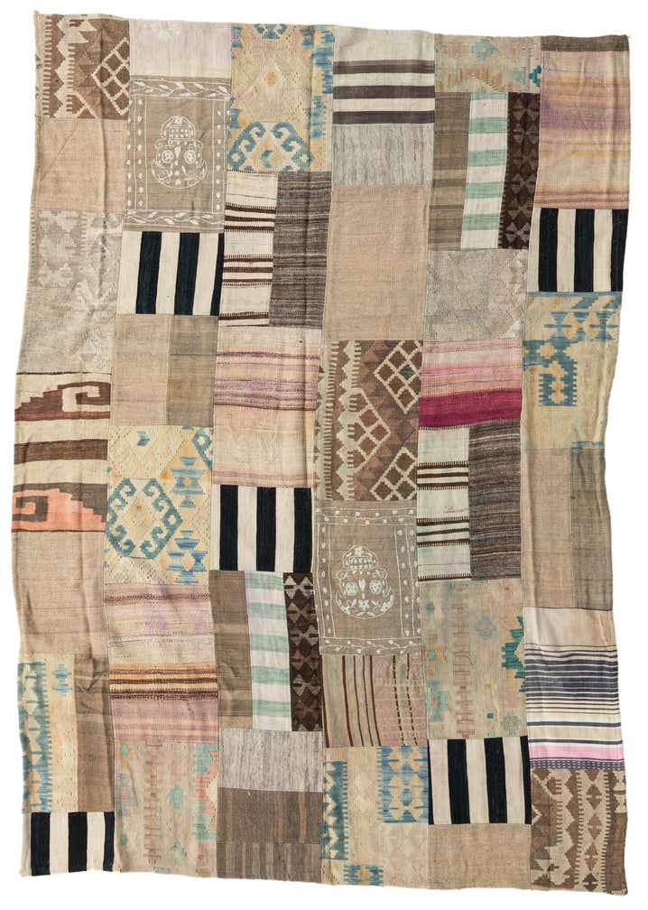 6' 5 x 9' Hand Woven Kilim Patchwork Wool Rug