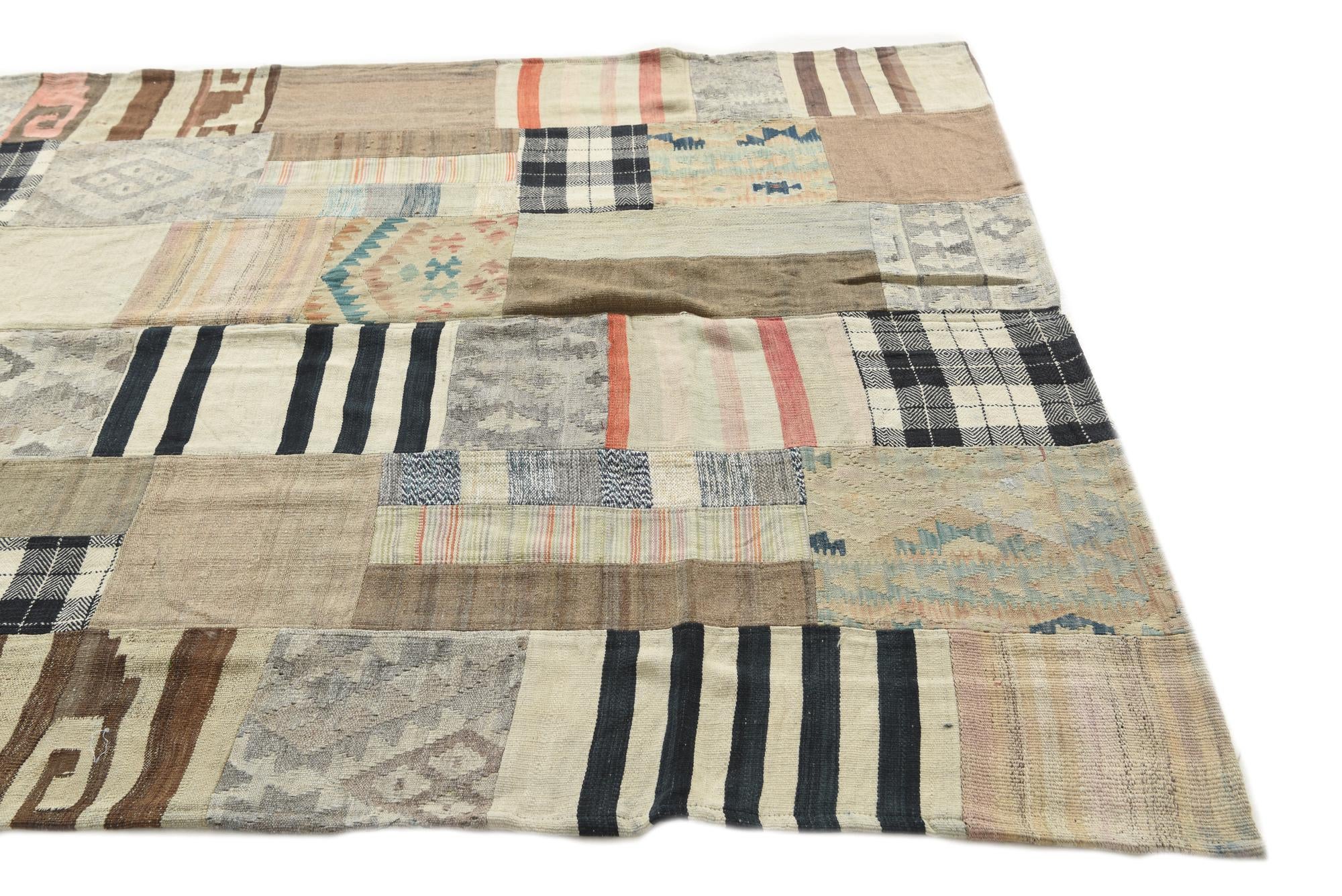6' 5 x 9' 5 Hand Woven Kilim Patchwork Wool Rug