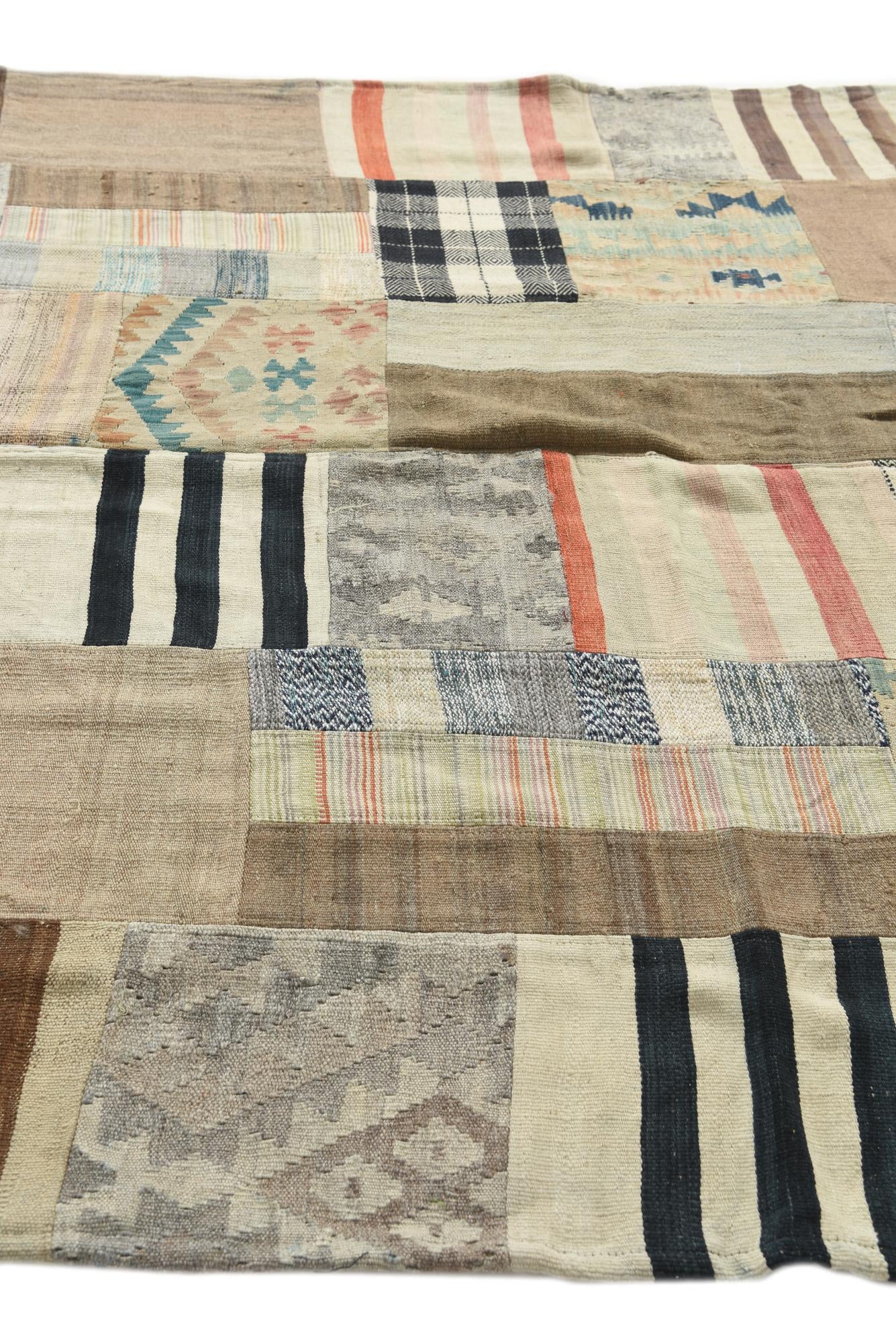 6' 5 x 9' 5 Hand Woven Kilim Patchwork Wool Rug