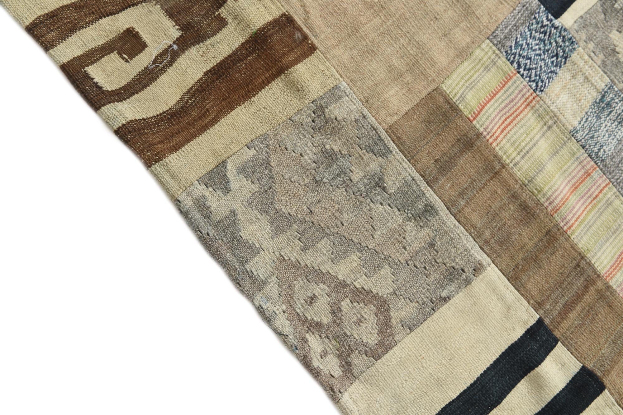 6' 5 x 9' 5 Hand Woven Kilim Patchwork Wool Rug