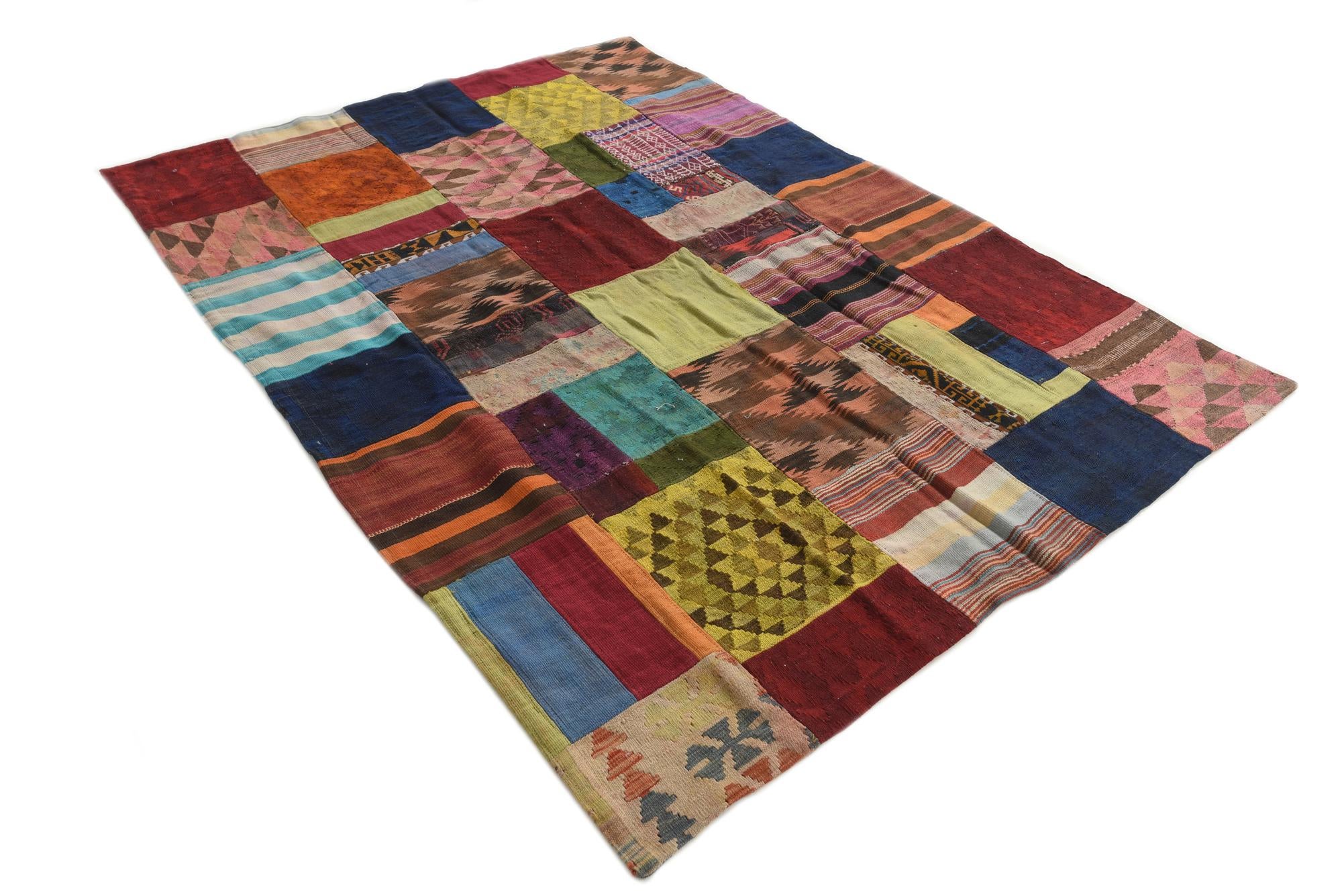 5' 5 x 7' 8 Hand Woven Kilim Patchwork Wool Rug