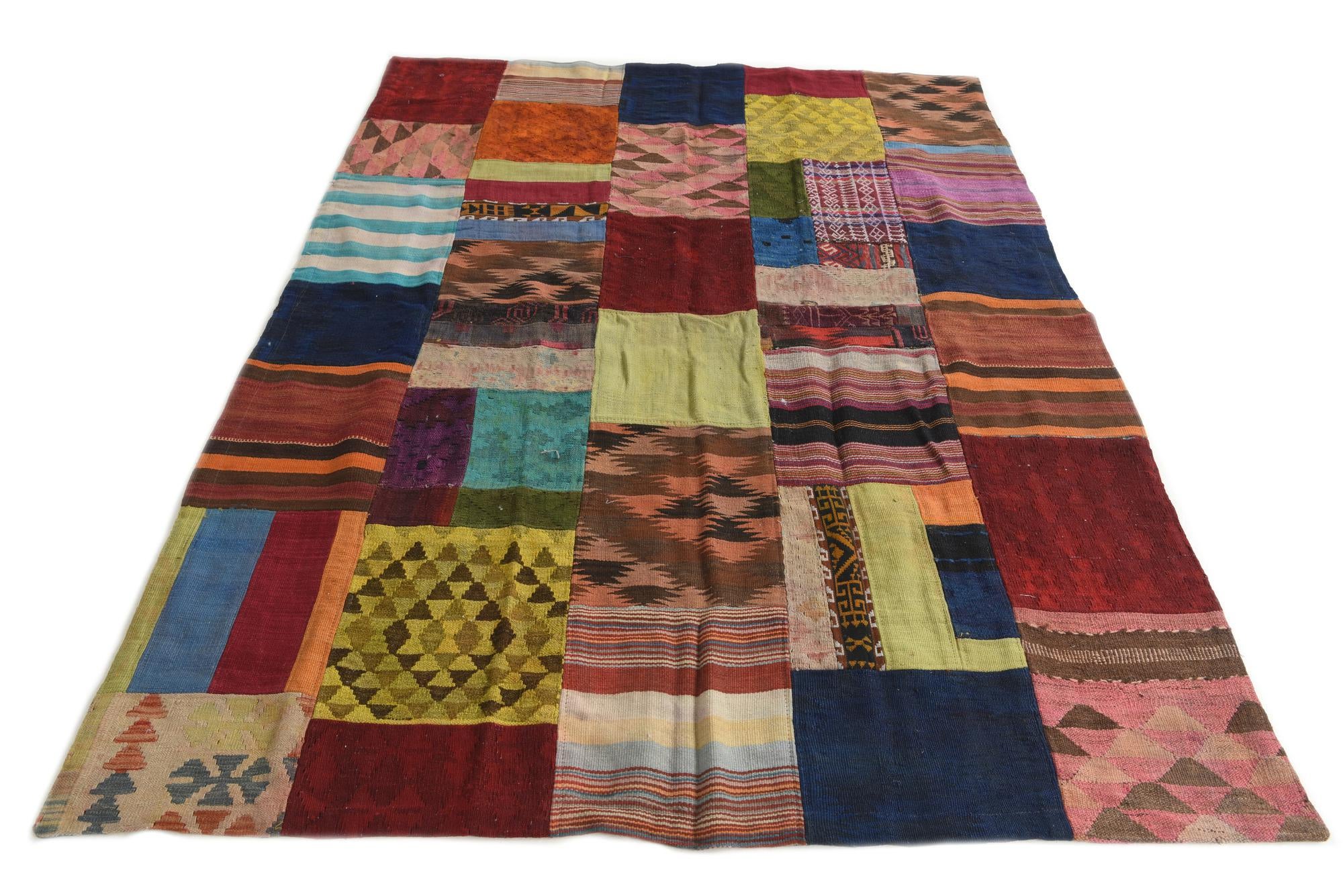 5' 5 x 7' 8 Hand Woven Kilim Patchwork Wool Rug