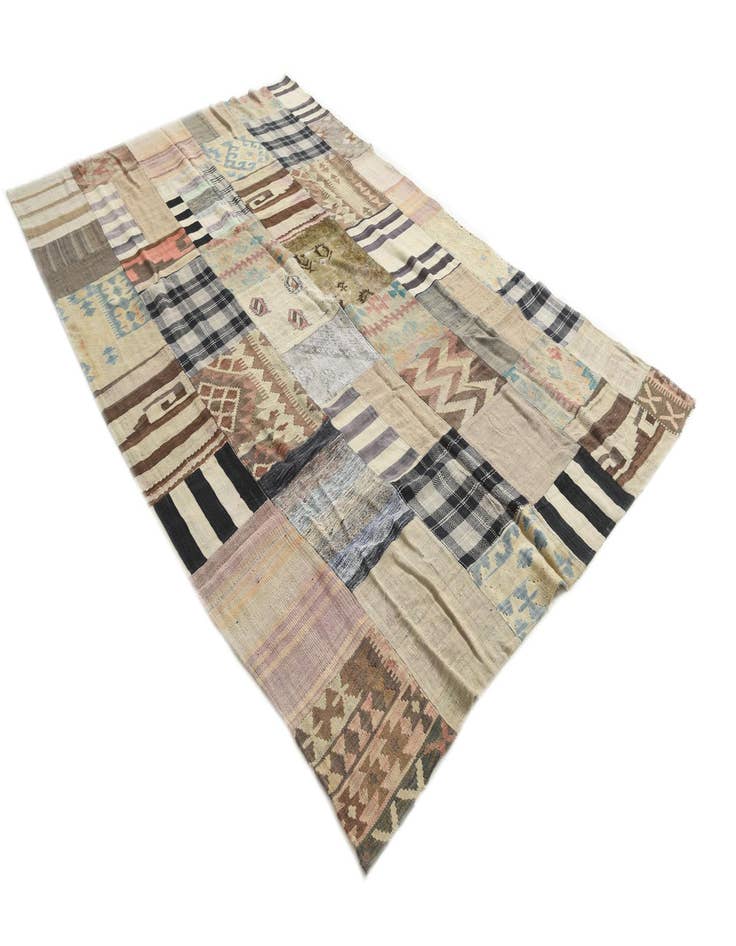 Detail image of 6' 2 x 9' 8 Hand Woven Kilim Patchwork Wool Rug