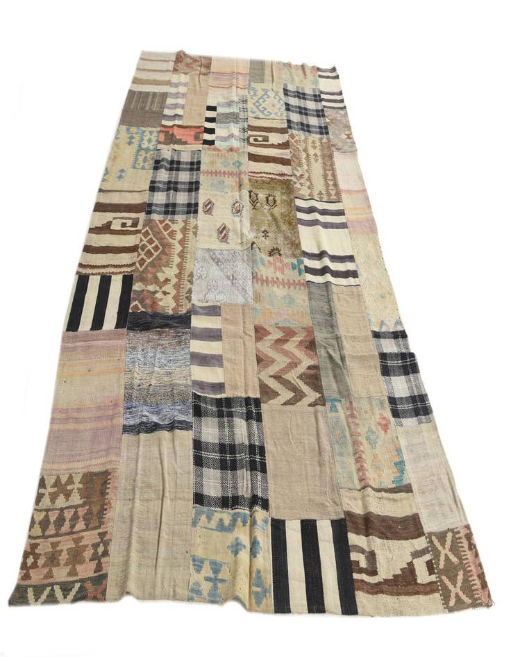 Detail image of 6' 2 x 9' 8 Hand Woven Kilim Patchwork Wool Rug