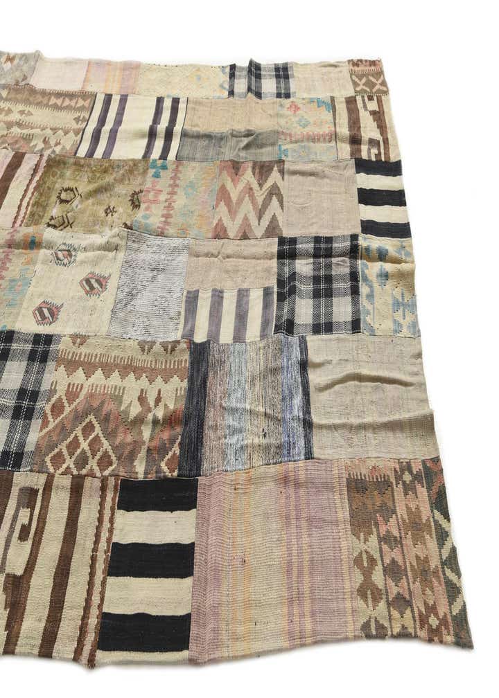 6' 2 x 9' 8 Hand Woven Kilim Patchwork Wool Rug