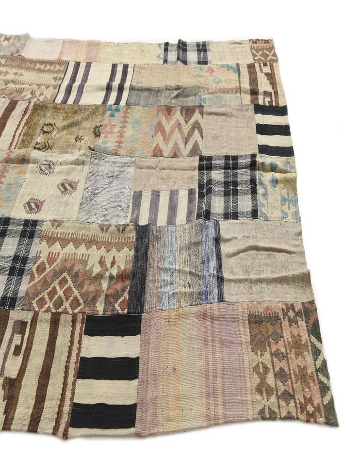 Detail image of 6' 2 x 9' 8 Hand Woven Kilim Patchwork Wool Rug
