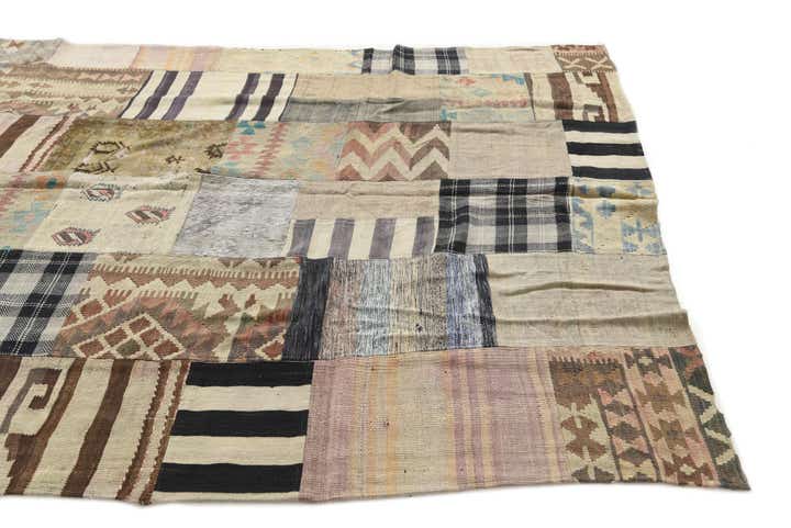 6' 2 x 9' 8 Hand Woven Kilim Patchwork Wool Rug