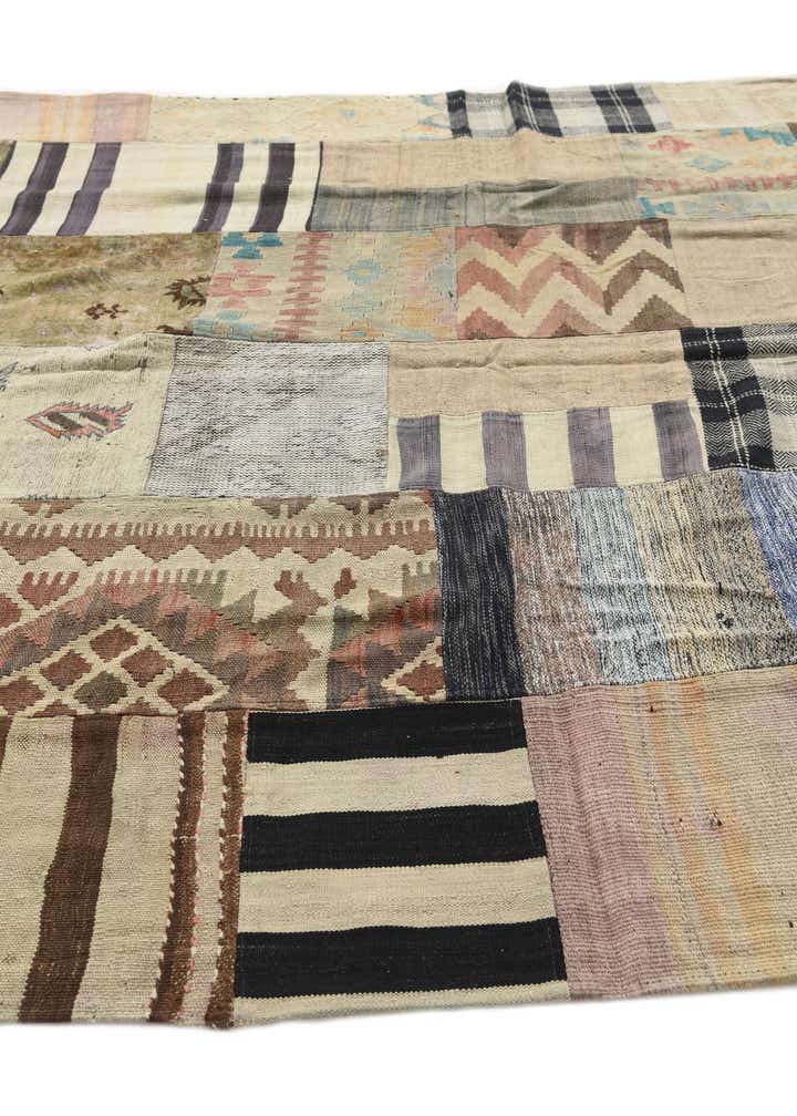 6' 2 x 9' 8 Hand Woven Kilim Patchwork Wool Rug