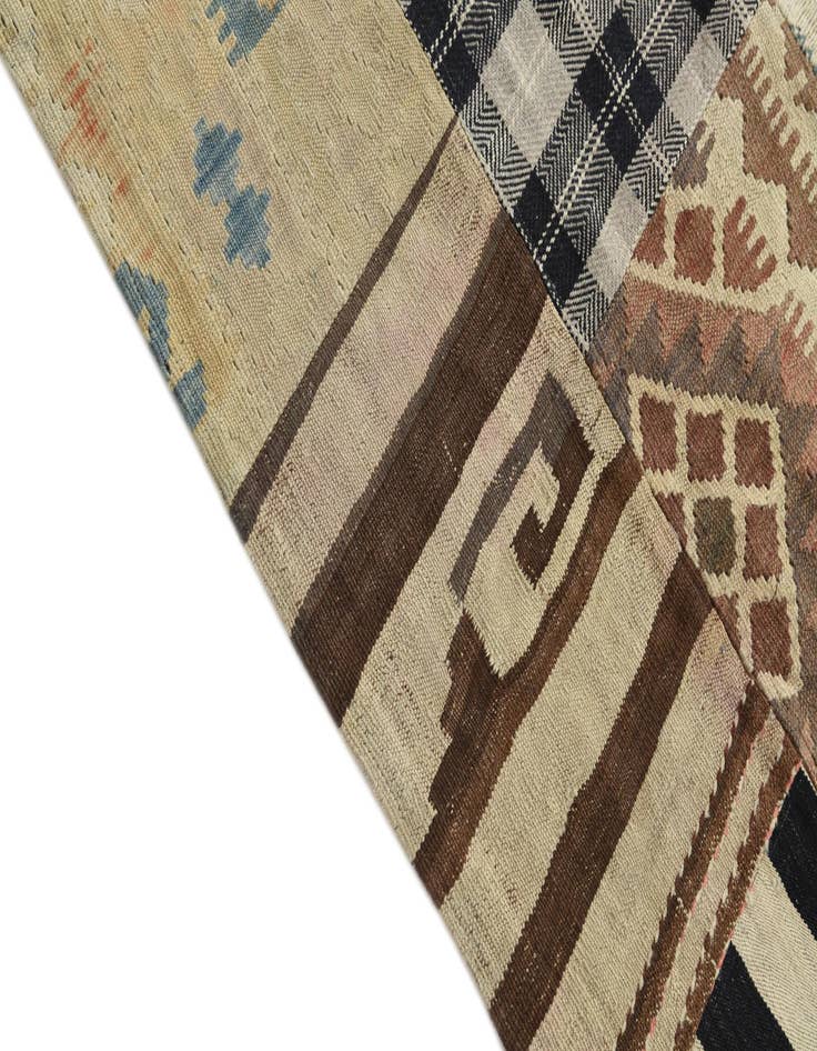 Detail image of 6' 2 x 9' 8 Hand Woven Kilim Patchwork Wool Rug