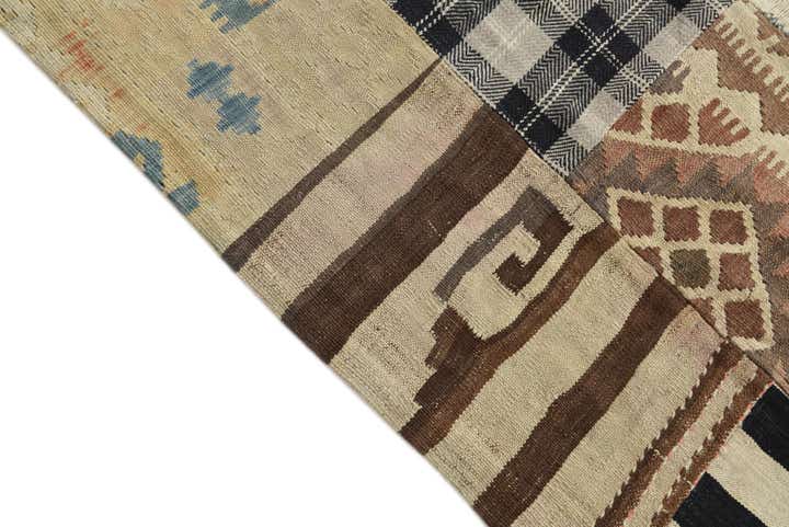 6' 2 x 9' 8 Hand Woven Kilim Patchwork Wool Rug